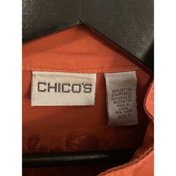 CHICO'S 2 (L) Full Zip Jacket 2 Boho Embroidery, 100% Cotton, Art To Wear F1 10 - Picture 6 of 12
